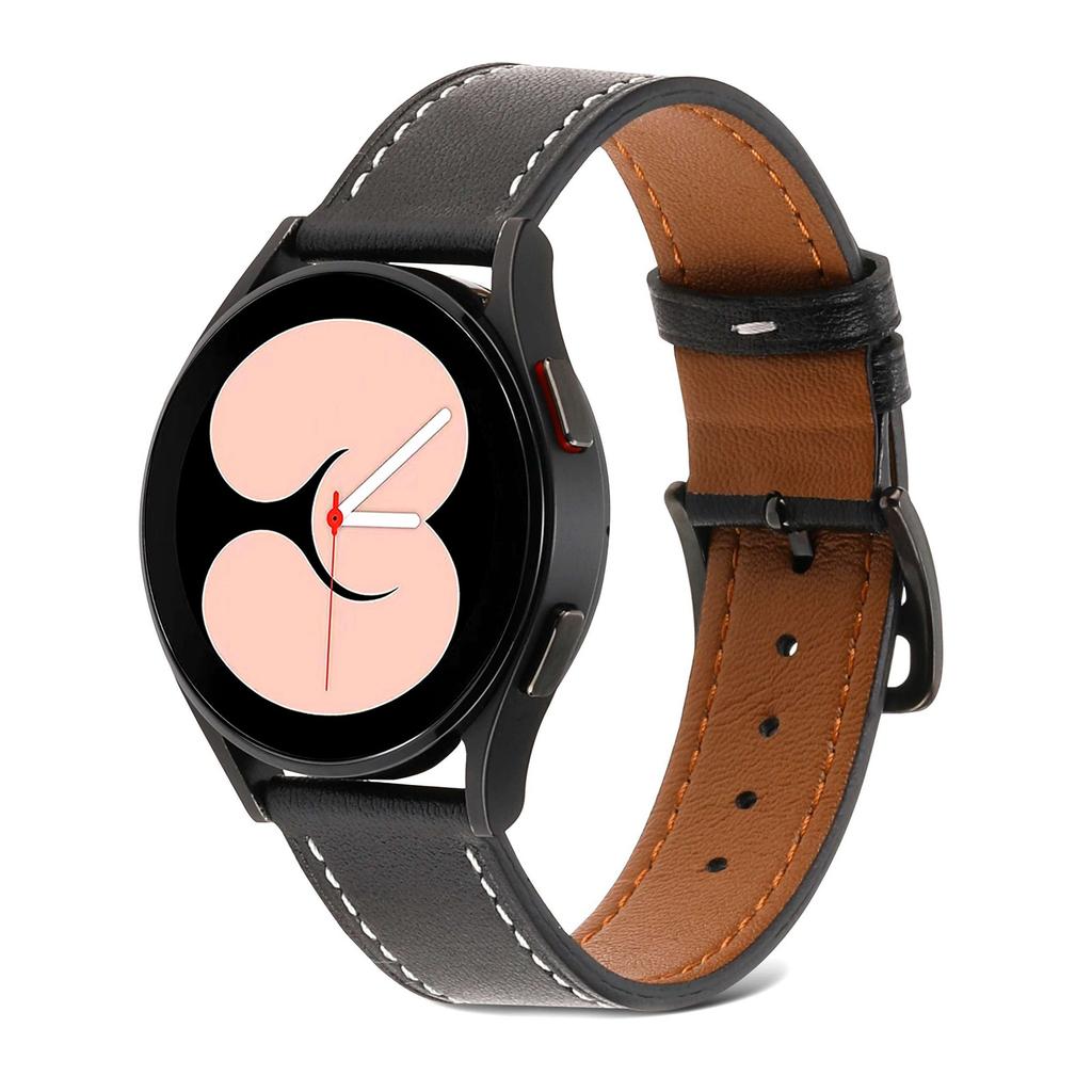 For Samsung Galaxy Watch 5 40mm/44mm/Watch 5 Pro 45mm Textured Genuine Leather Smart Watch Band Adjustable Buckle Strap