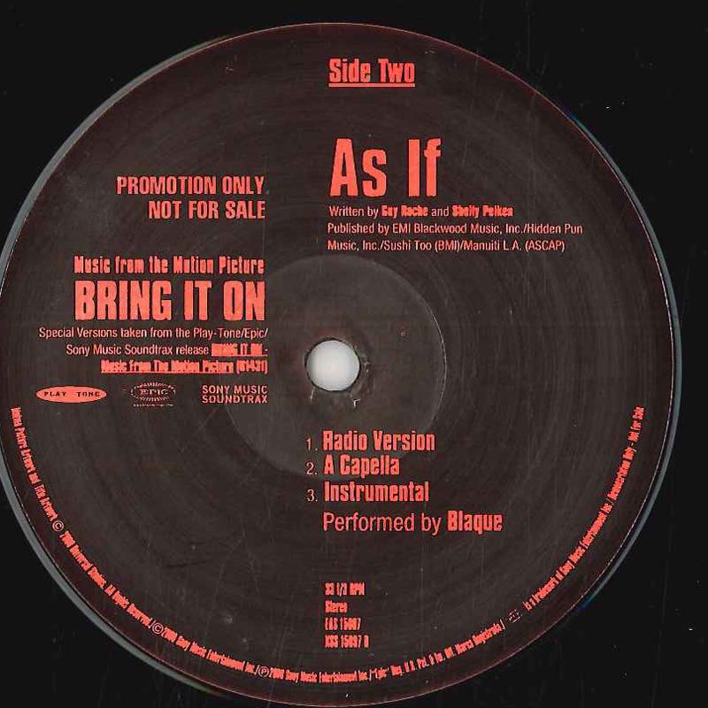 

12inch Record BLAQUE - As If EAS15097PROMO EPIC 2000 US Soul/Funk Used