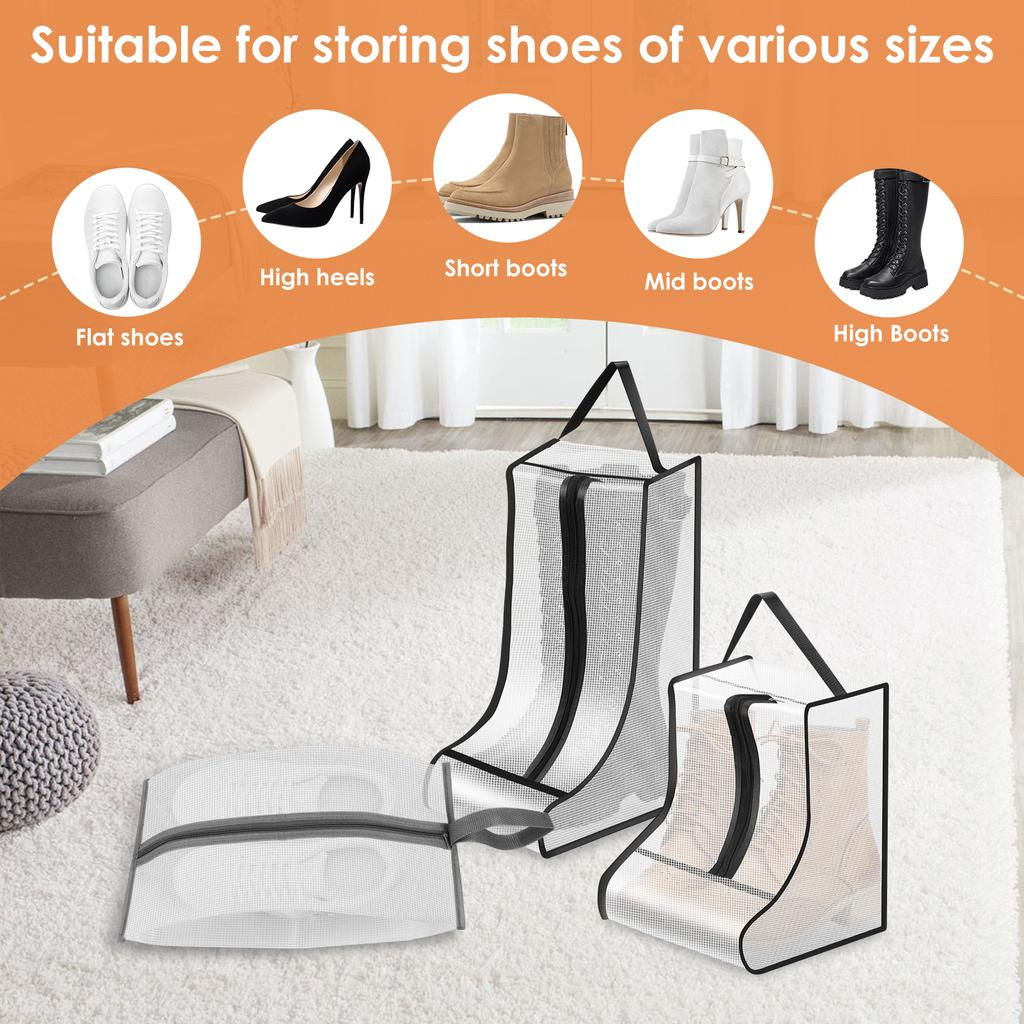 6Pcs Shoe Storage Bag Long Short Boot  Protection Cover Waterproof Dustproof Portable Travel Zipper Pouch Organizer