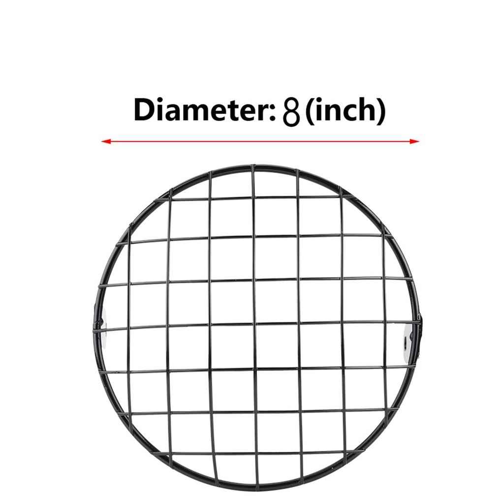 8" Headlight Grille, Motorcycle Headlight Mesh Grille Cover Side Mount Universal Lamp Protector