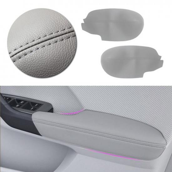 For 2009-2014 Acura TSX New 2*Front Door Armrest Panel Micro GRAY Leather Cover
