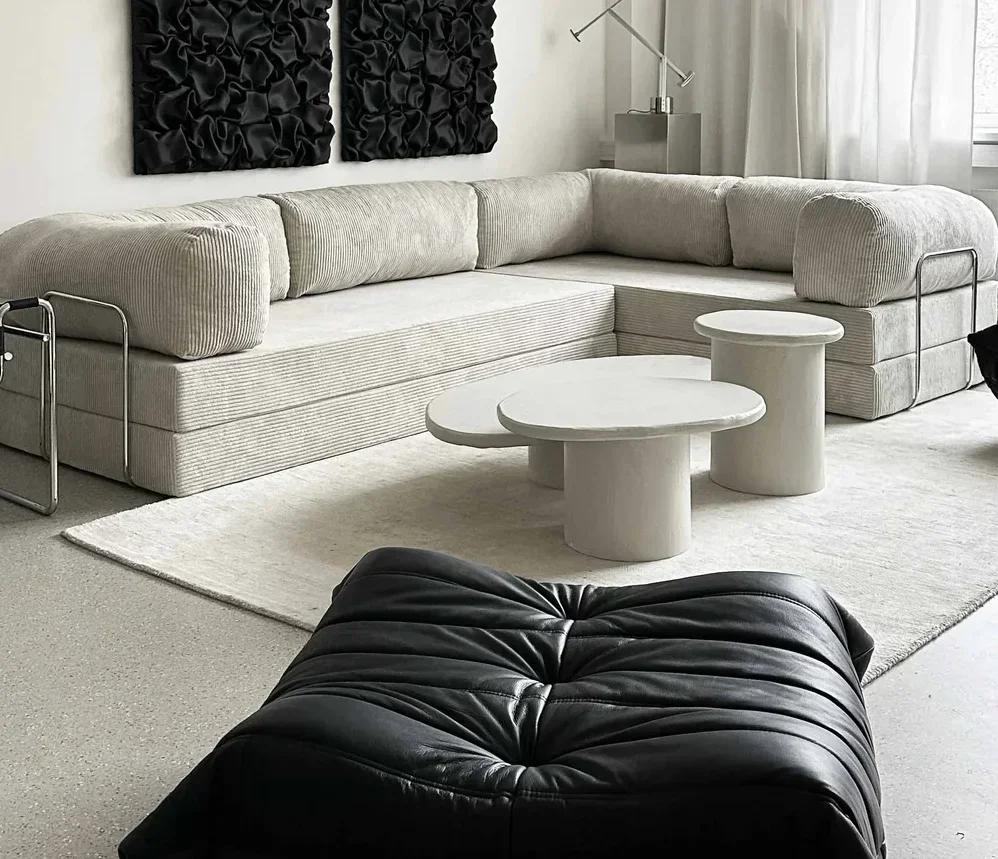 Moderní rohová rozkládací pohovka z pěny s vysokou hustotou s vakuovou kompresí pro obývací pokoj