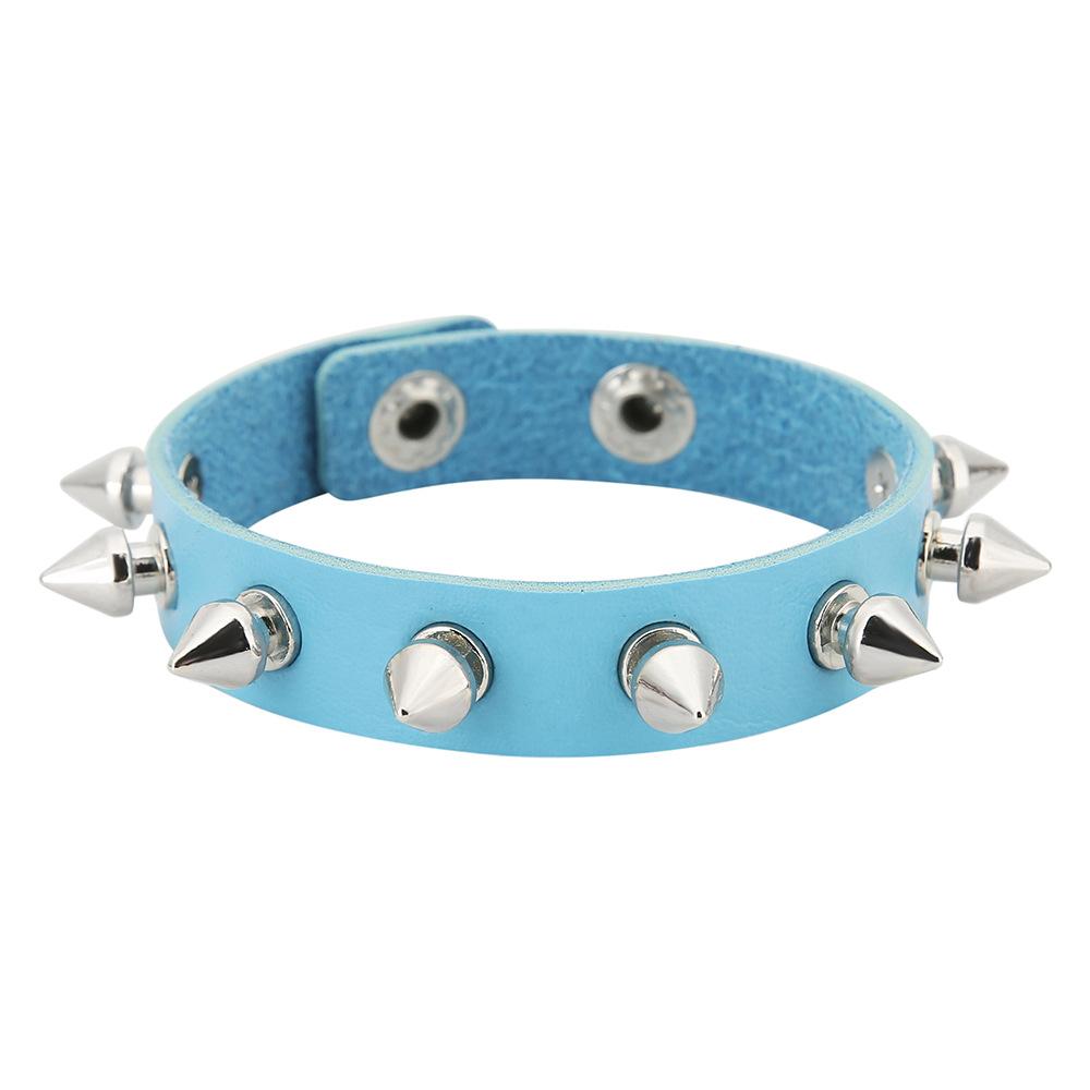 Black Goth Bracelets For Women Punk Boho Emo Spike Rivets PU Leather Bracelet Cuff Bangles Festival Jewelry Party Gifts