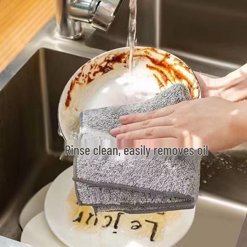 Bamboo Charcoal Fiber Dishcloth: Non-Oil, Absorbent, No Shedding, Ideal for Kitchen Cleaning and Degreasing.