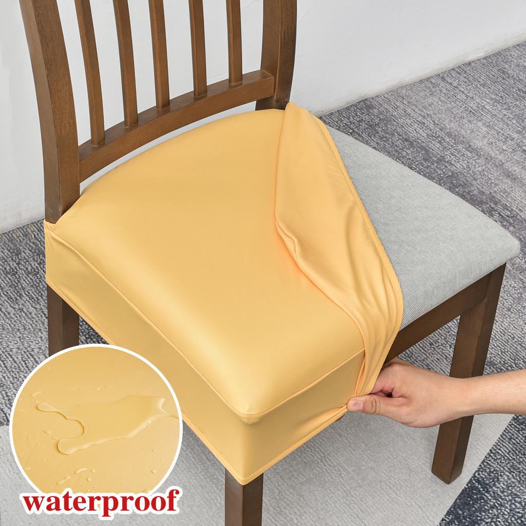 Waterproof seat covers for dining chairs Pu leather chair seat covers without back covers removable washable chair protector