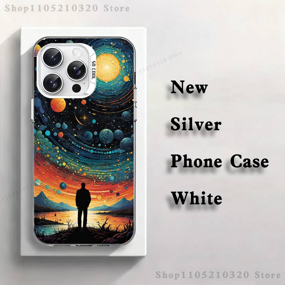 

Starry Sky Art Trees Phone Case For iPhone 17,16,15,14,13,12,11,Mini,Pro,E,MAX White Matte Silicone Whtie Cover iPhone16pro