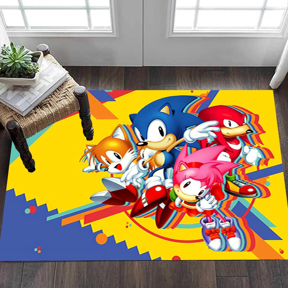 Sonic The Hedgehog Characters Decoration,Carpet,Living Room,Bedroom, Non-slip,Square rug