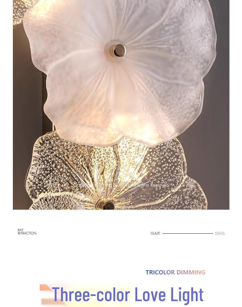 Elegante Fünfblättrige Kristallblumen-Wandleuchte für Schlafzimmer und Wohnzimmer