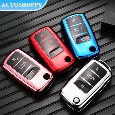 Autoschlüssel-Abdeckungs-Fall-Halter-Schlüsselanhänger für VW Volkswagen Polo Golf Passat Beetle Caddy T5 Up Eos Tiguan Jetta für Skoda Octavia A5