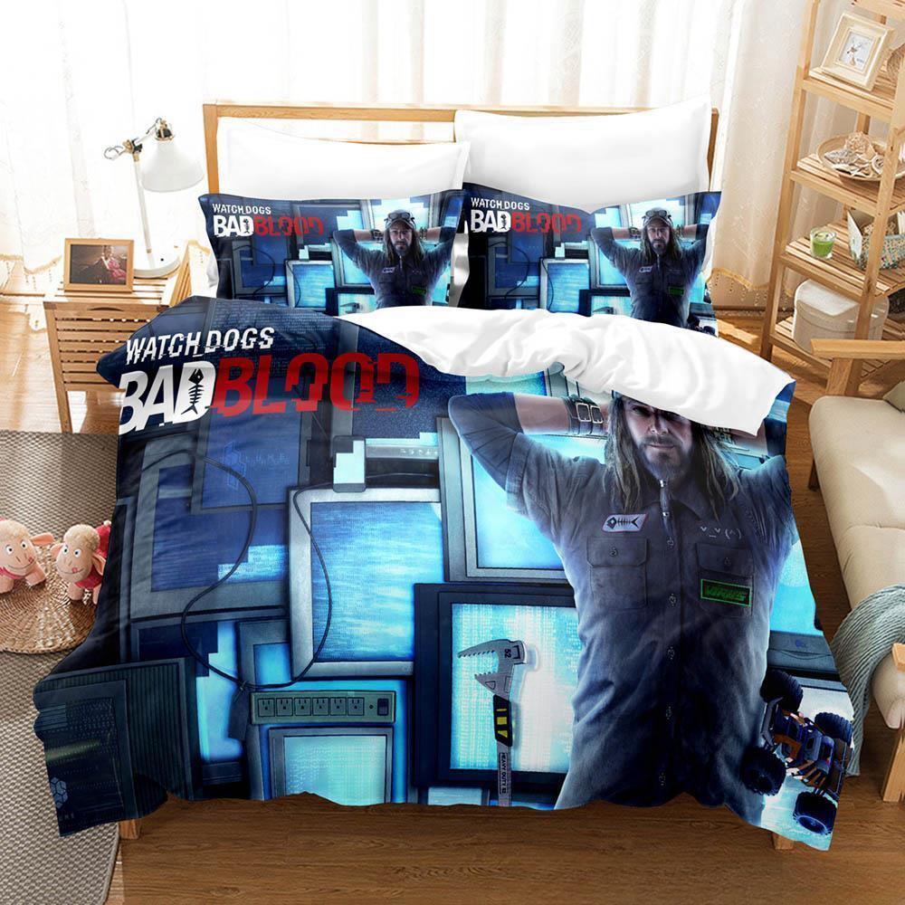 

Watch Dogs Bedding Set Single Twin Full Queen King Size Bed Set Adult Kid Bedroom Duvet Cover Sets 3D Print Game Bed Sheet Set EU single(135x200cm)