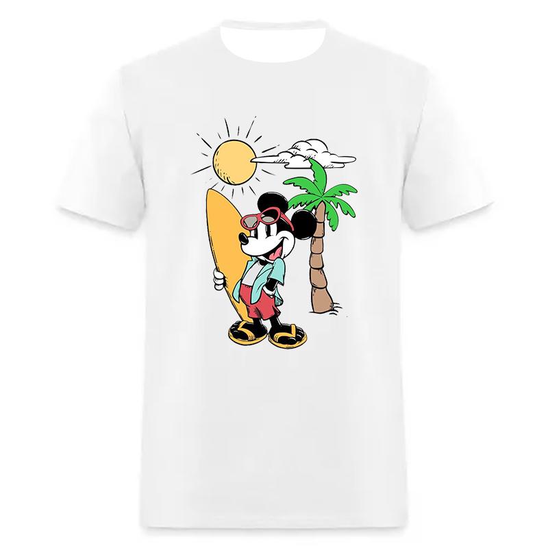 White Short Sleeves T-Shirt For Women Men Disney Mickey Minnie Cotton New In Tops & Tee Fashion Clothing Daily Casual Streetwear