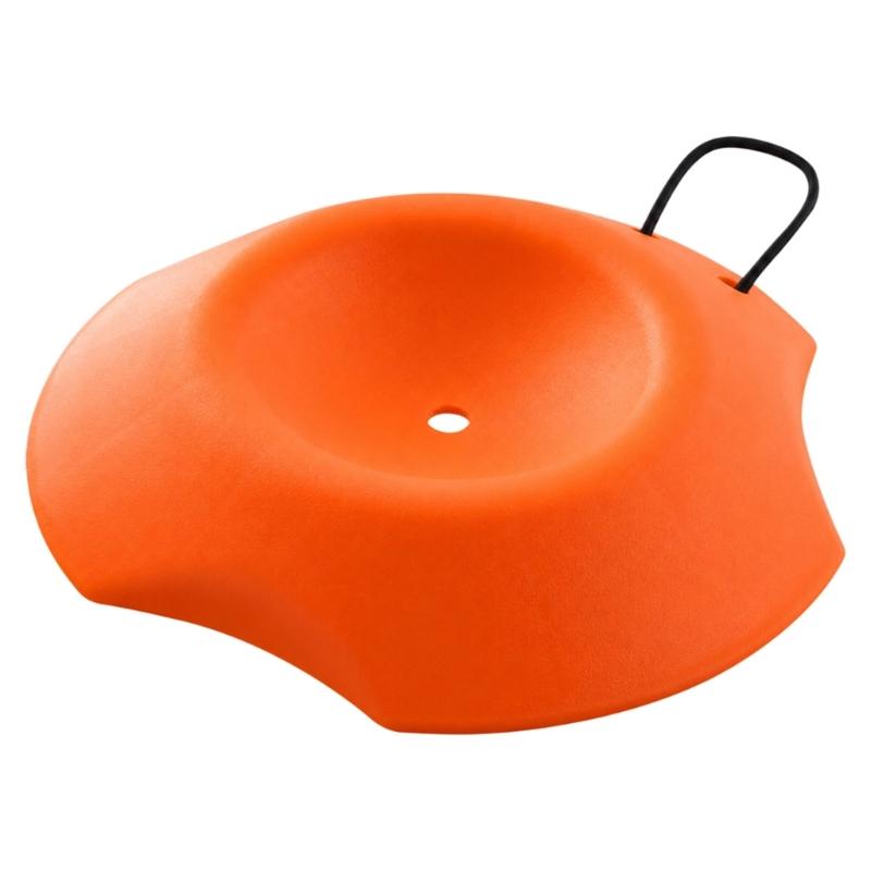 Trailer Caster Wheel Support Base with Curved Center Area, Orange Plastic Tongue Wheel Dock with Pull Rope for Campground and Garage Parking