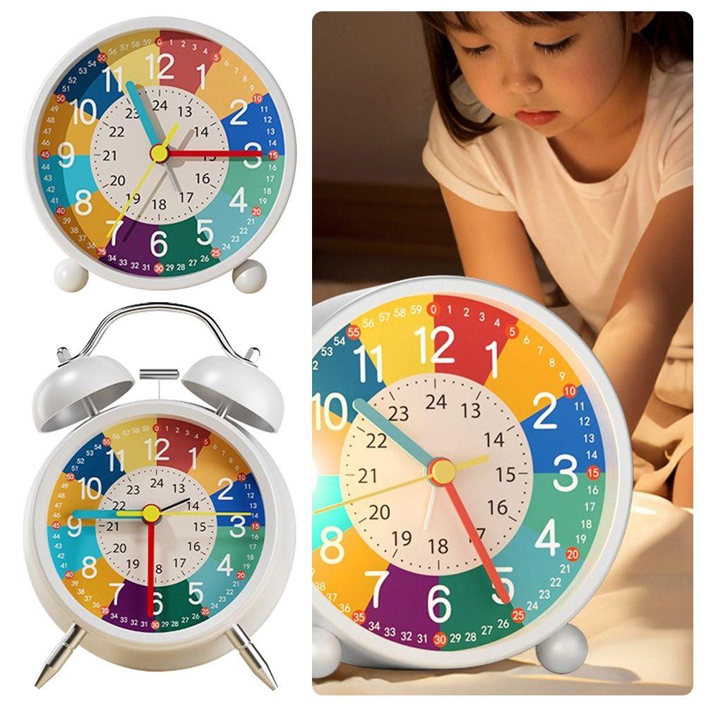 Portable Metal Alarm Clock Colorful Dual Bell Children Learning Clock Wake Up Clock Living Room