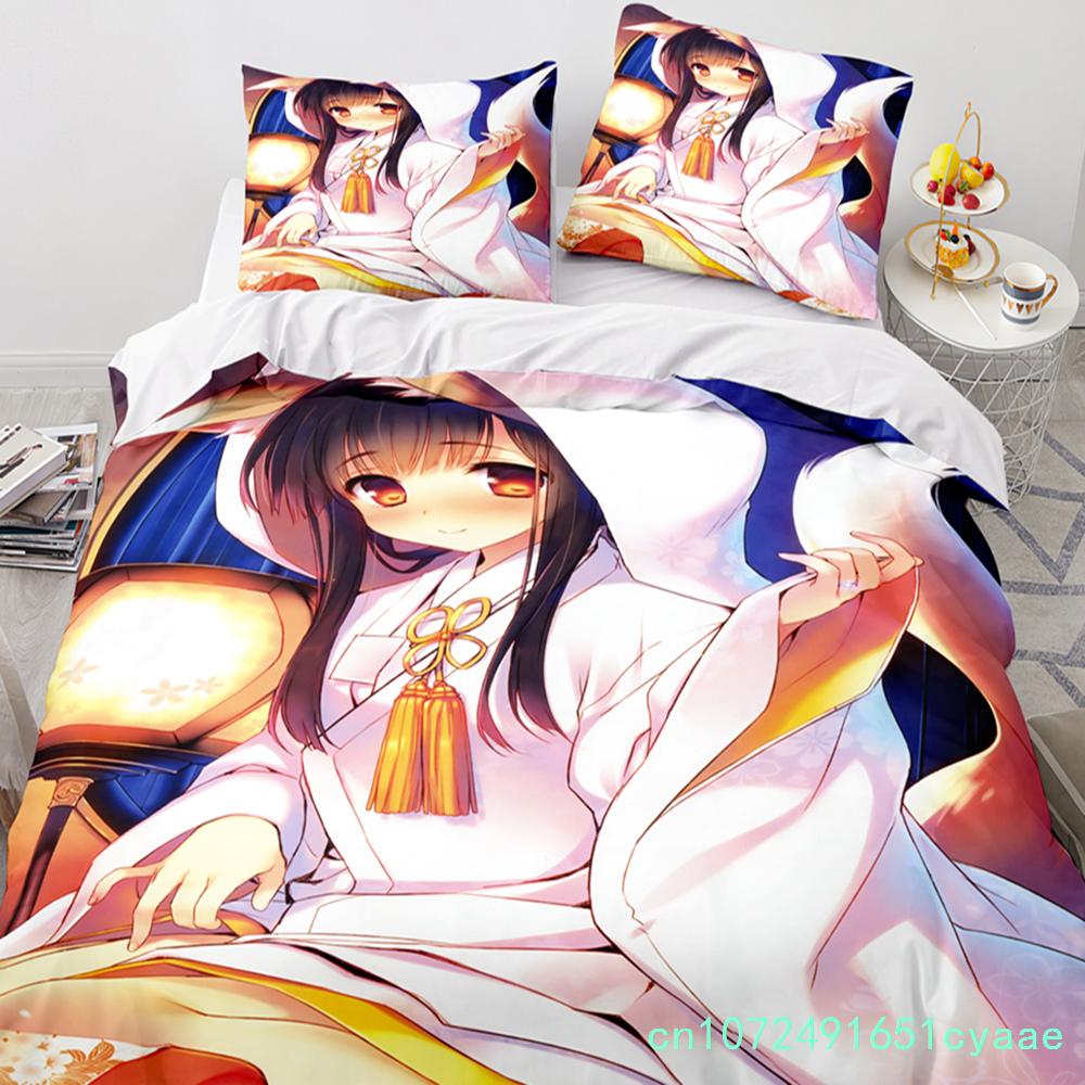 Anime Kawaii Sexy Meisje Beddengoed Set Jongens Meisjes Eenpersoons Tweepersoons Maat Dekbedovertrek Kussensloop Bed Kinderen Volwassenen Mode Hometextiel