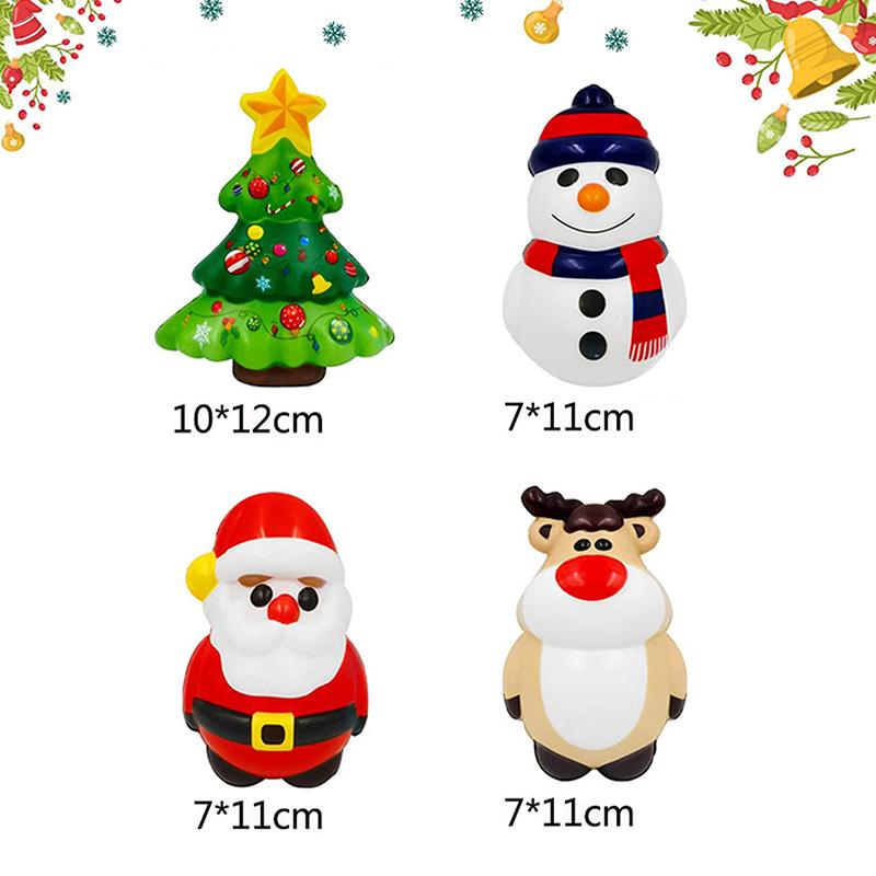 4Pcs Christmas Tree Santa Claus Elk Snowman Squeezy Toy Cute Cartoon Slow Rebound Soft Toys Stress Relife Toys Xmas Gifts