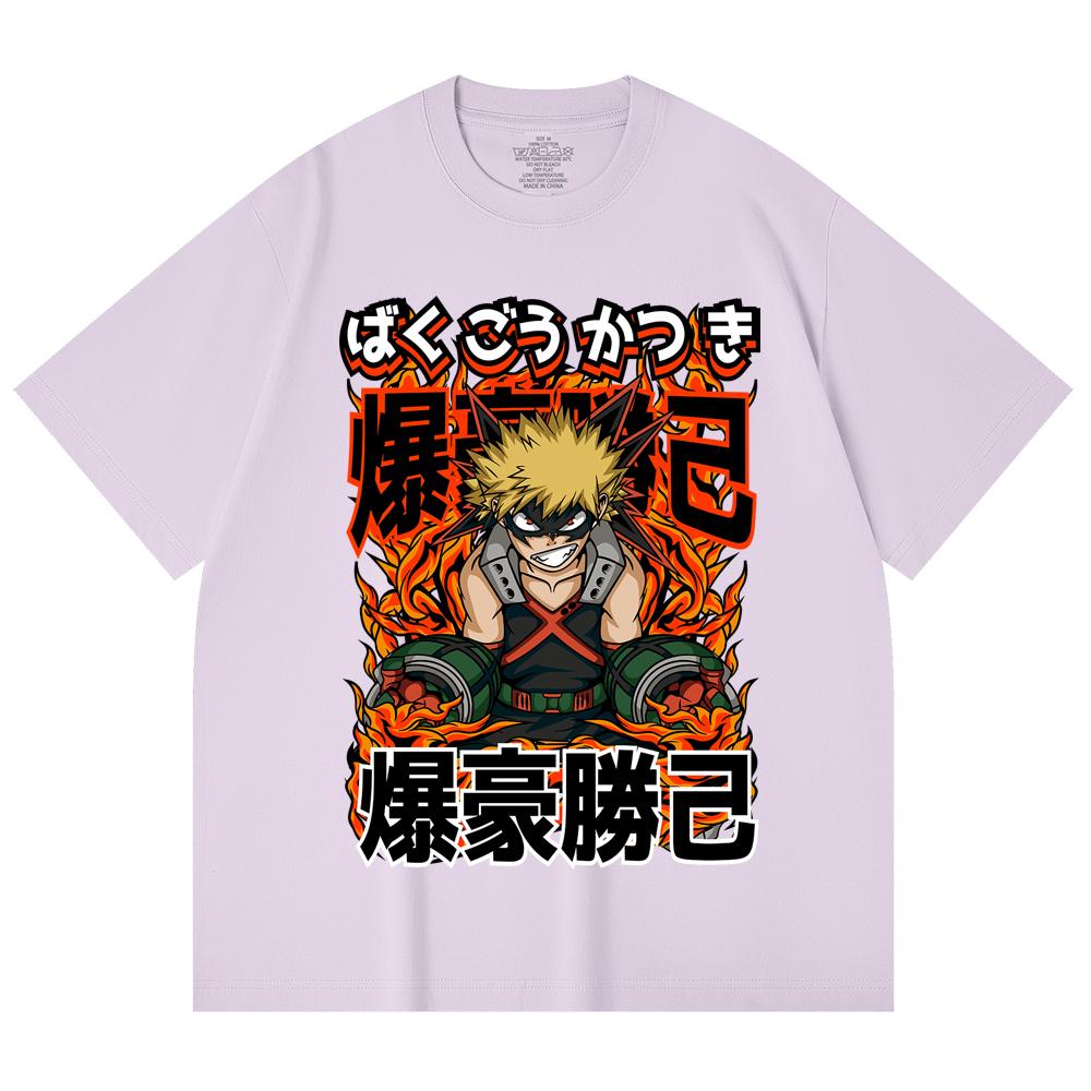 230 Gsm 100% Cotton My Hero Academia V13 Bakugo Print Unisex Heavy Cotton T Shirt