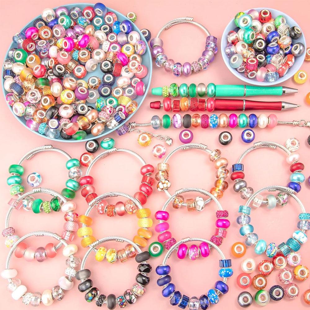 Mărgele cu găuri mari în stil european de rășină 30/50/100, margele distanțiere pentru producția de bijuterii, diverse margele mari europene libere și colorate