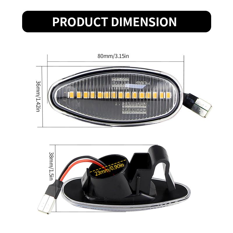 #MR109488 2pcs LED Sequential Dynamic Side Marker Turn Signal Light For Mitsubishi Lancer Mk7 Lancer I-Miev For Citroen C-Zero