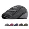 Men's Forward Hat Color Block British Vintage Beret Sun Hat Letter Embroidered Cap