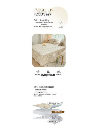 Frischer Stil Gestepptes Washed Cotton Bettrock-Set – Hautfreundlich für Einzel- und Doppelbetten