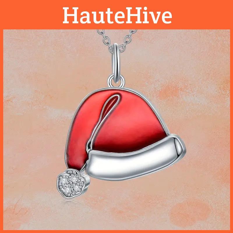 Christmas Hat Necklace With Rhinestones For Festive Occasions Gift Jewelry