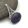 Natural African Amethyst Gemstone 925 Sterling Silver Jewelry  Pendant 2.65" AJP-441