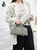 Women's Lightweight Genuine Leather Boston Pillow Bag - Luxury Retro Bowling Handbag & Casual Crossbody