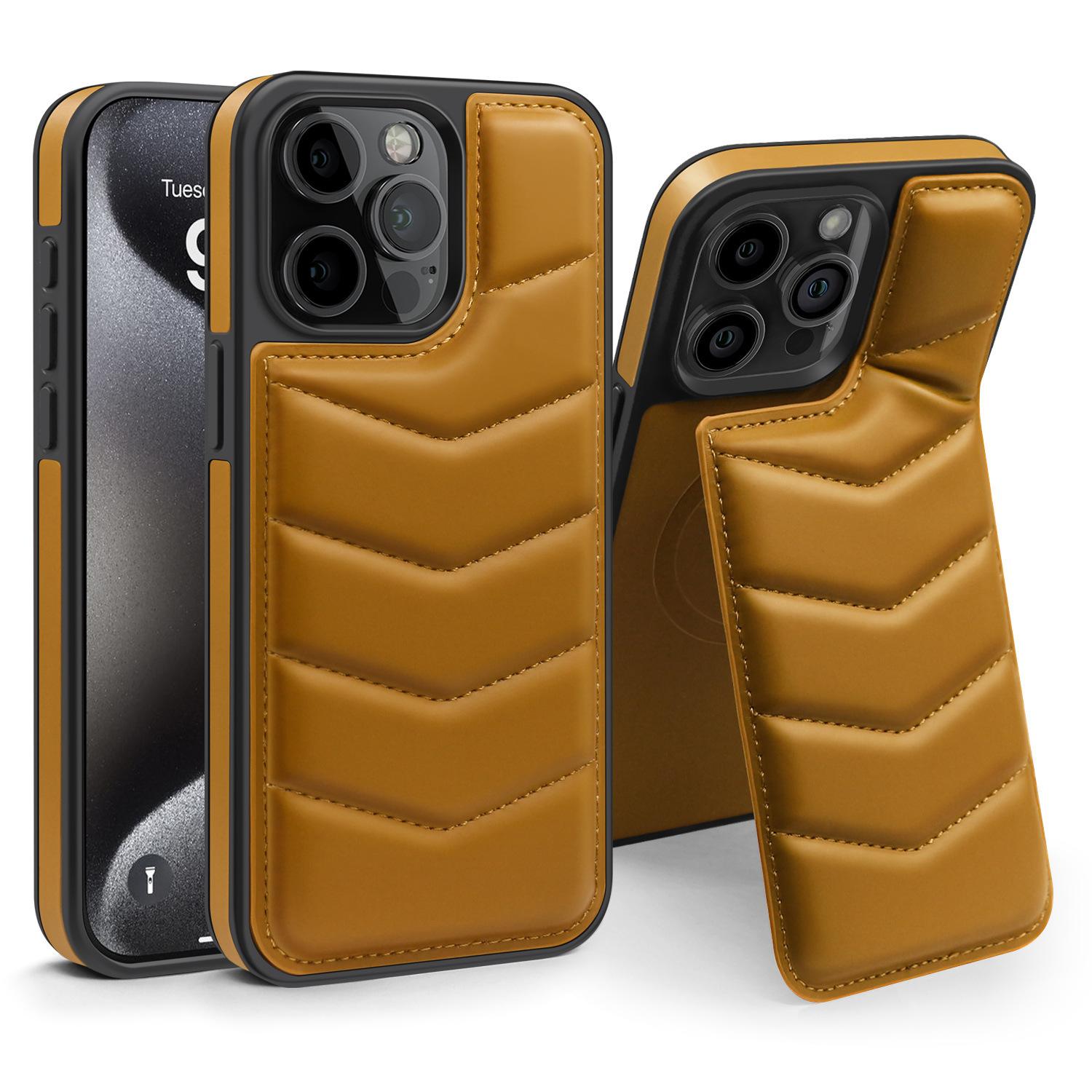 

Невидимый кронштейн Магнитный карман для карт Подходит для IPhone 16 Нижний чехол для телефона Apple 15pro Защитный чехол Leica 14 iPhone11proMax коричневый