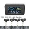 Wireless Car TPMS Tire Pressure Monitoring System Solar + USB Charging OBD2 Plug