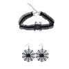 Spiders Web Poncho Dress Lace Gloves Earring Headband Stockings for Halloween Party Spiderweb Costume Accessories