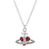 1 Pcs Classic Vintage Style Saturn Drop Color Paint Inlaid With Diamonds Ladies Fashion Necklace