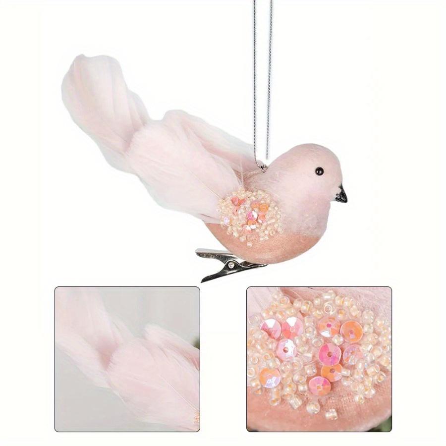 1PC Simulated Foam Feather Bird Christmas Decoration Pink Christmas Tree Pendant 3D Fake Craft Birds Christmas Decoration