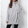 Women's Fall/winter Pullover Knit Solid Color Turtleneck Lapel Sweater