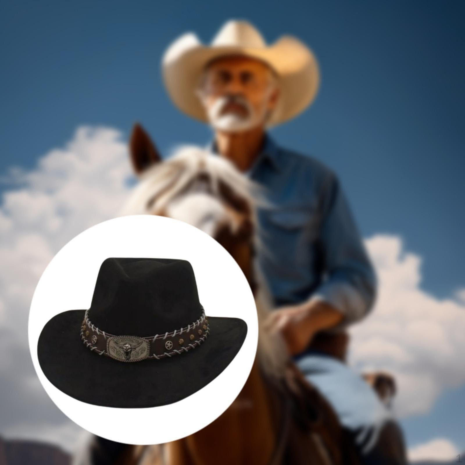 

Cowboy Hat Comfortable Classic for Fishing Themed Party Shopping Travel Riding чорний