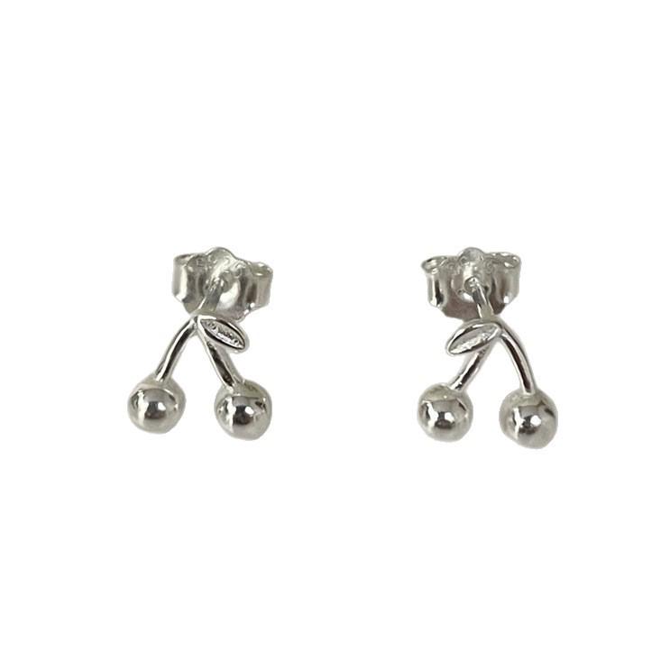SuChuang S925 Sterling Silver Cute Cherry Stud Earrings for Women – Sweet, Girly Niche Design.