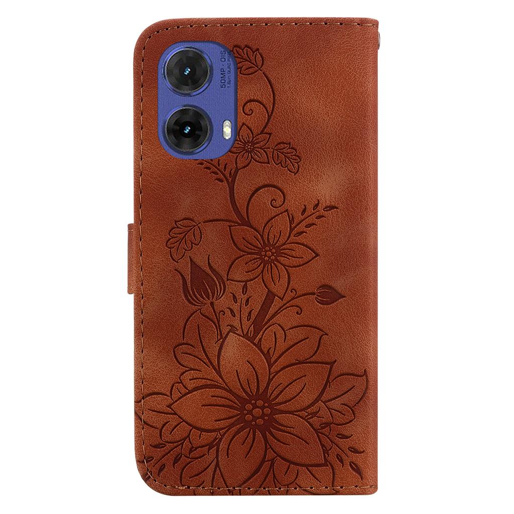 For Motorola Moto G85 5G/S50 Neo 5G Phone Stand Case PU Leather Wallet Phone Cover with Imprinted Flower Pattern