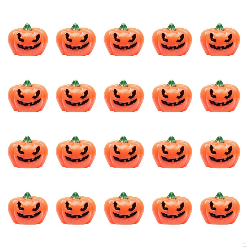 20 Pieces Halloween Miniature Pumpkin Figurines Desktop Ornament Resin Sculptures Crafts