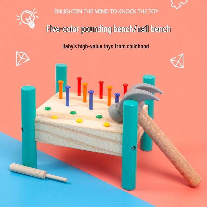 Montessori Wooden Hammering Bench: Children's Concentration & Hand-Eye Coordination Educational Toy