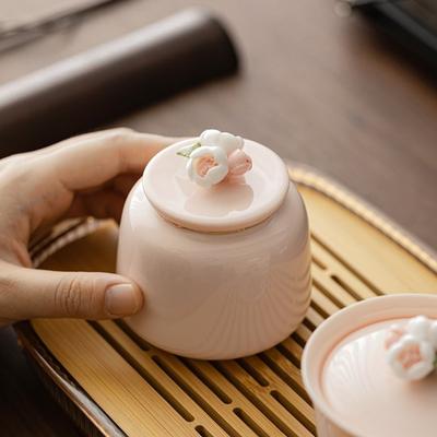 Flower-Patterned Ceramic Tea Jar Moisture Proof Tea Packaging Box Tea Sealed Jar  Tea Ceremony
