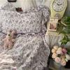 3/4Pcs Korean Princess Style Floral Ruffles Bedding Set Skin-friendly Soft Duvet Cover Set Bed Sheet Or Bed Skirt Pillowcases