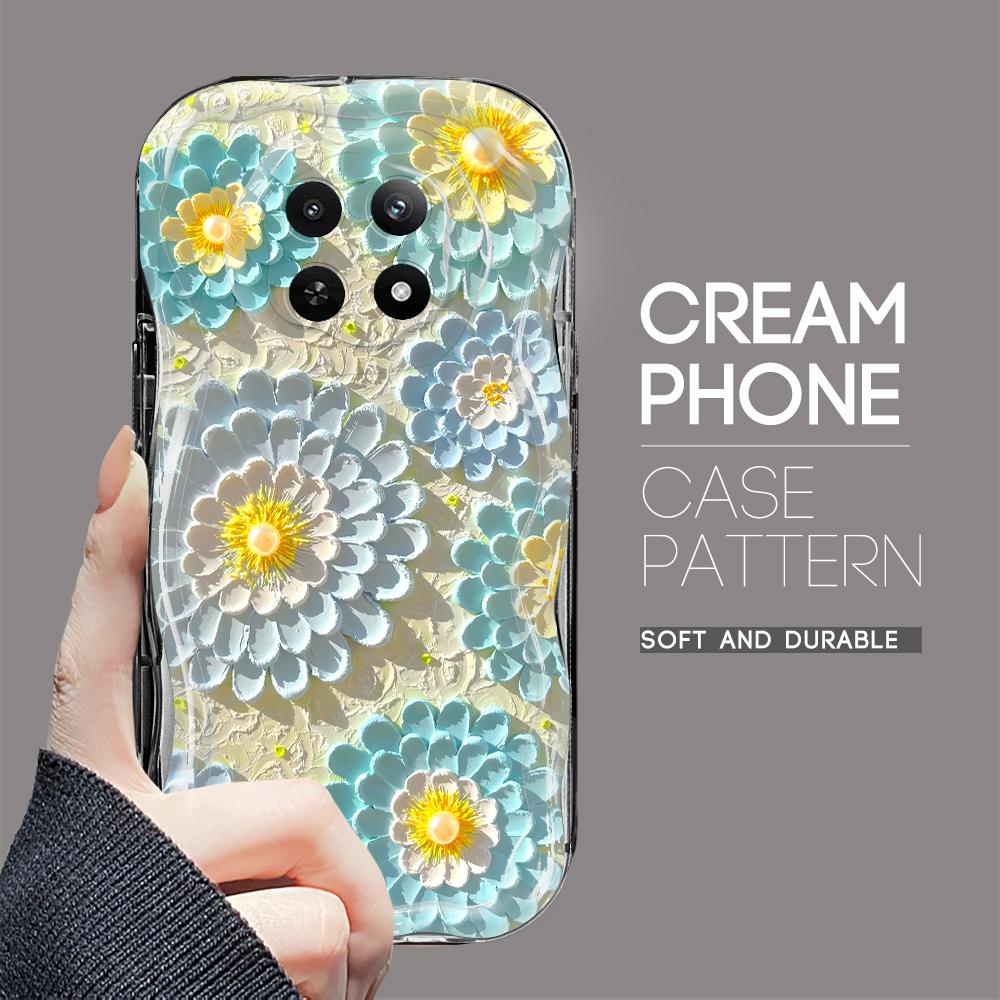Cartoon Pattern Cream Texture Casing Wavy Edge Soft Silicone Cover Phone Case for OPPO Reno Realme OnePlus Vivo