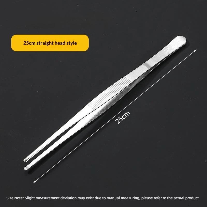 2Pcs Stainless Steel Kitchen Precision Tweezers 25cm Multi-use Tongs for Grilling Cooking Pastry Decorating