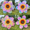 1 Piece Colorful Film Double-Layer Sunflower Windmill Rotating Sunflower Wind Spinner Stake Standing Lawn Flower Pinwheel