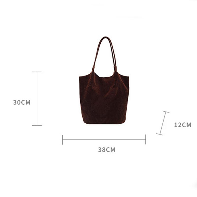Suede Sewing Thread Retro Women's Shoulder Bags Casual Versatile Solid Colors High Capacity Handbag Tote CLE