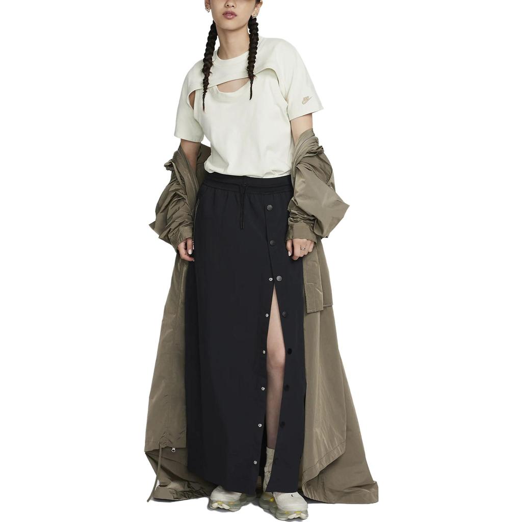 New Nike Women's Loose Fit High-Waist Long Skirt Black FB8355-010