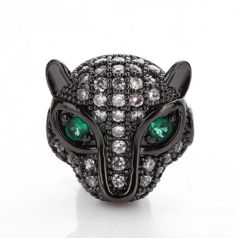 10 Pcs/lot Leopard Head Micro Inlaid Zircon Accessories Bracelet Hand String DIY Beads for Jewelry Making Supplies Wholesale