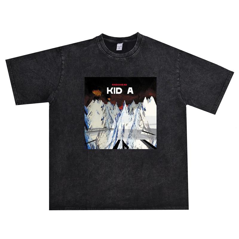 

Hot Sale British Rock Band Radiohead Classic Poster Graphic Print T-Shirt Men Women Streetwear Fashion Retro Washed Cotton Oversized Summer New Tee XXXL білий