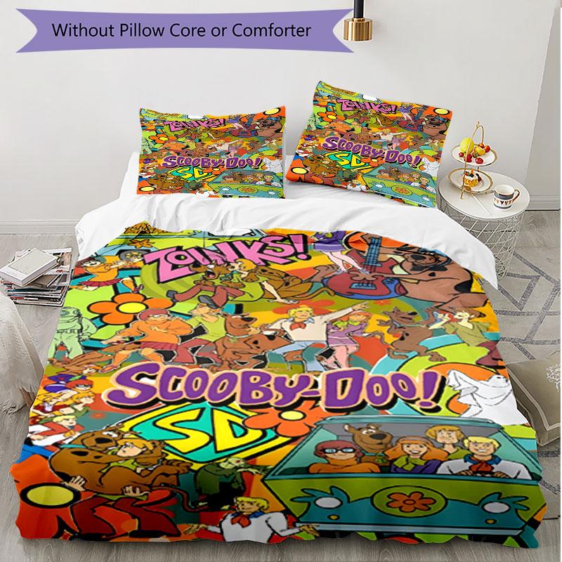 3pcs Duvet Cover Set (1*Duvet Cover + 2*Pillowcase, Without Core), Scooby Print Soft All‑Season Bedding Set, Home Bedroom Decor Gift