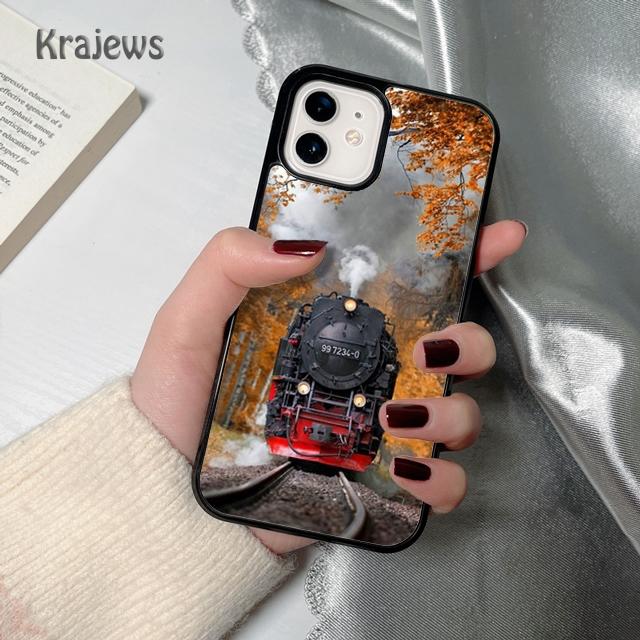 Krajews Vintage Steam Train Railway Phone Case Cover For iPhone 17 Air 16 15 14 plus 12 13 pro max coque Fundas