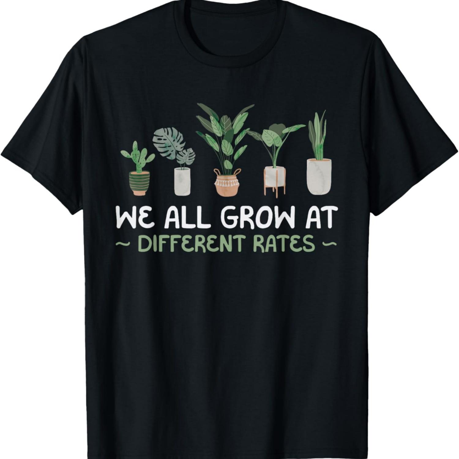 We All Grow At Different Rates Plant Teaching Teacher Gift T-Shirt S чёрный